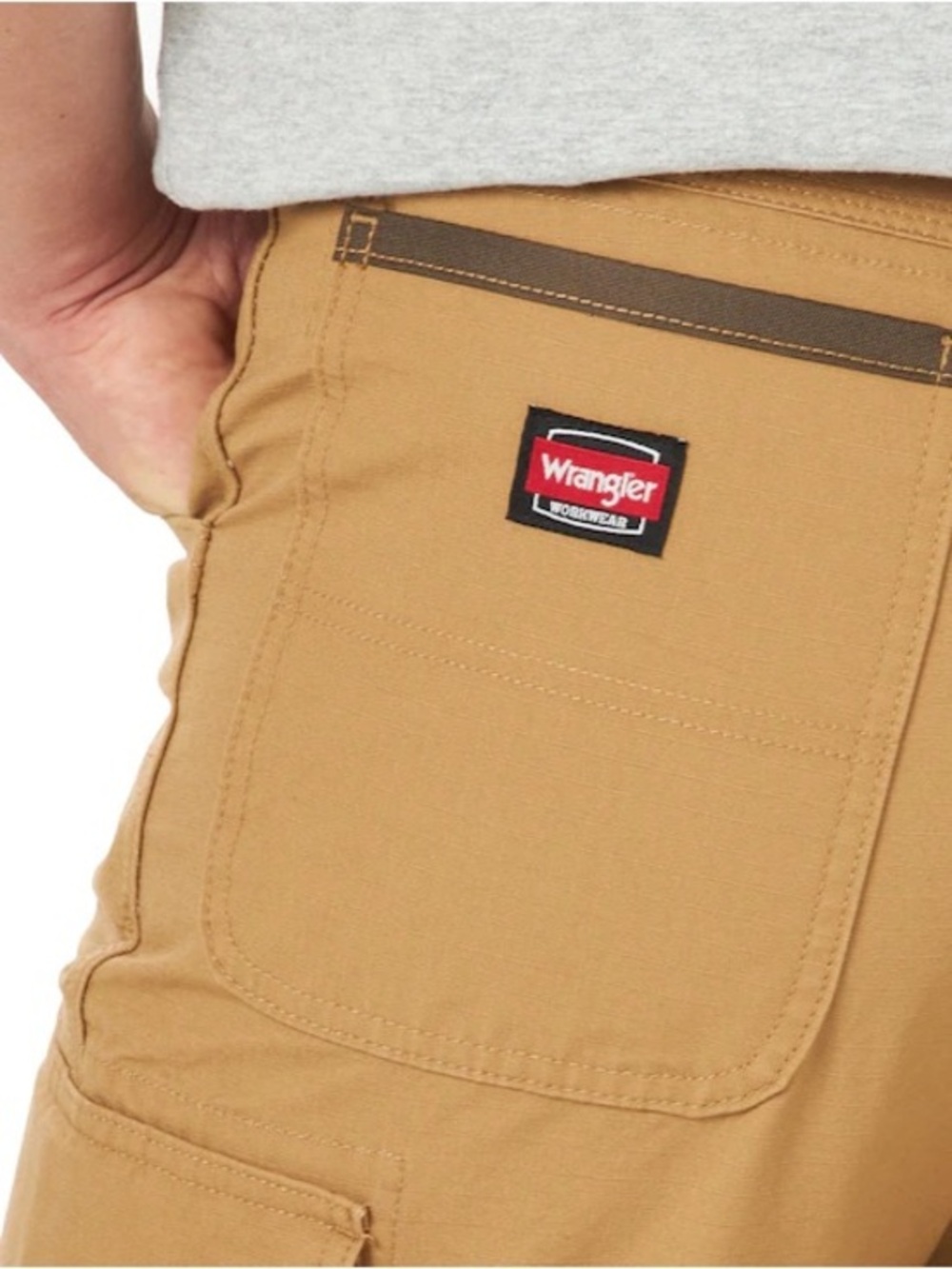 Wrangler Carhartt-Style Tan Utility Shorts with Logo Patch